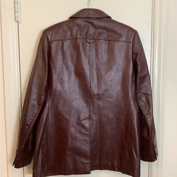 Vintage Womens Etienne Aigner Classic Brown Leather Blazer-size 10 - Picture 9 of 10